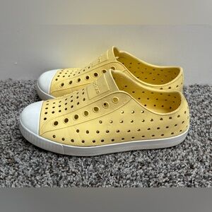 Native Waterproof Slip On Light Yellow Perforated Sneaker Size 1Y